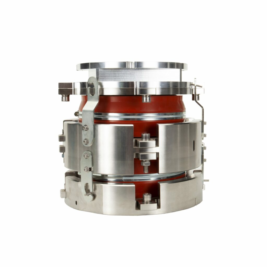 Nested Turbo pump weighted vibration isolated flange